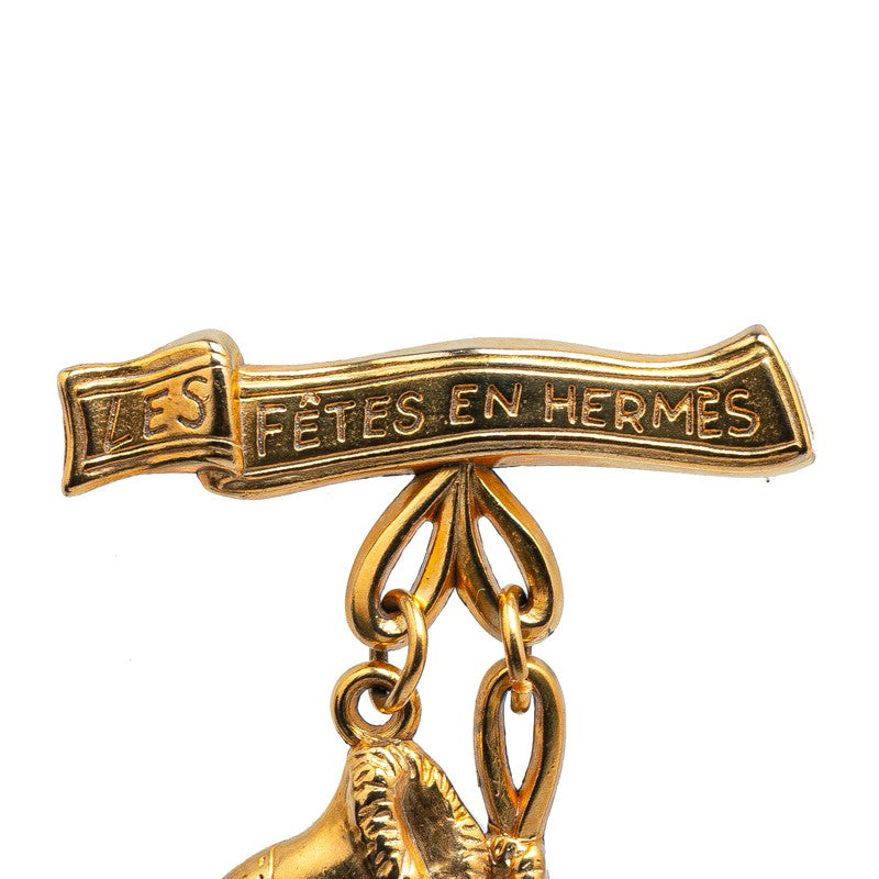 Hermes Skate Shoe Motif Brooch Gold