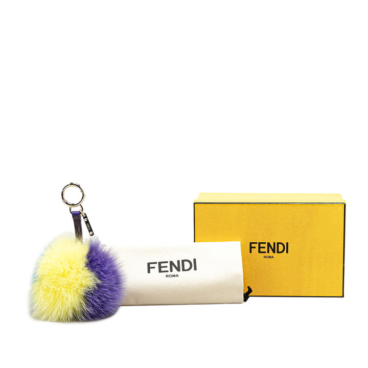 Fendi Fur Leather Bag Charm Keychain in Great Condition