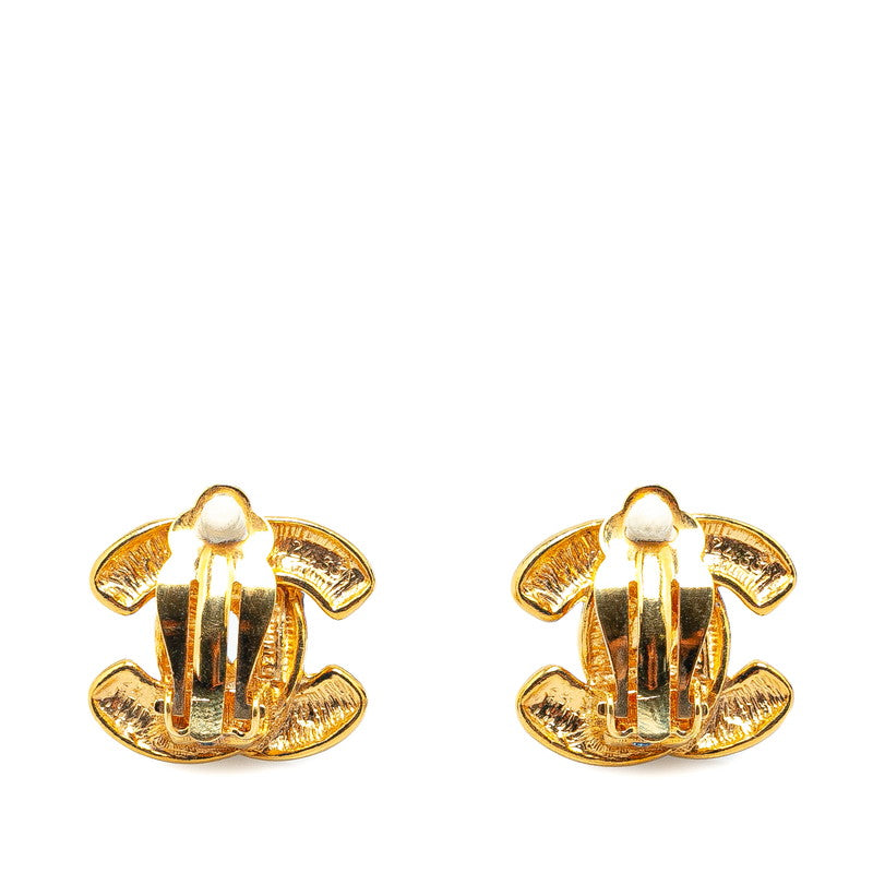 Chanel Matelasse Coco Mark Gold Clip-On Earrings in Great Condition