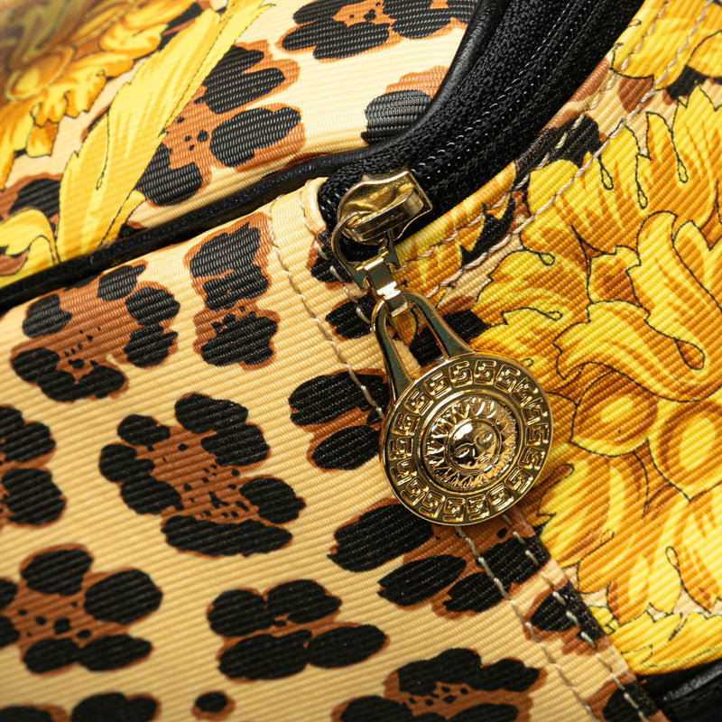 Versace Sunburst Leopard PVC Leather Handbag in Very Good Condition