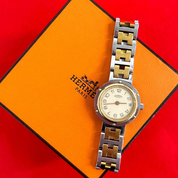 Hermes Clipper Stainless Steel Gold Plated Quartz