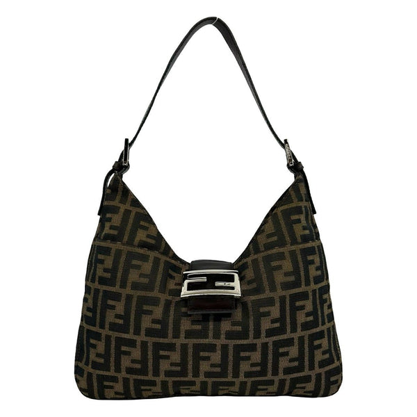 Fendi Zucca Canvas Leather Shoulder Bag