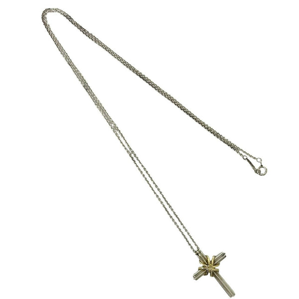 Tiffany&Co. Signature Au750 Silver Cross Necklace