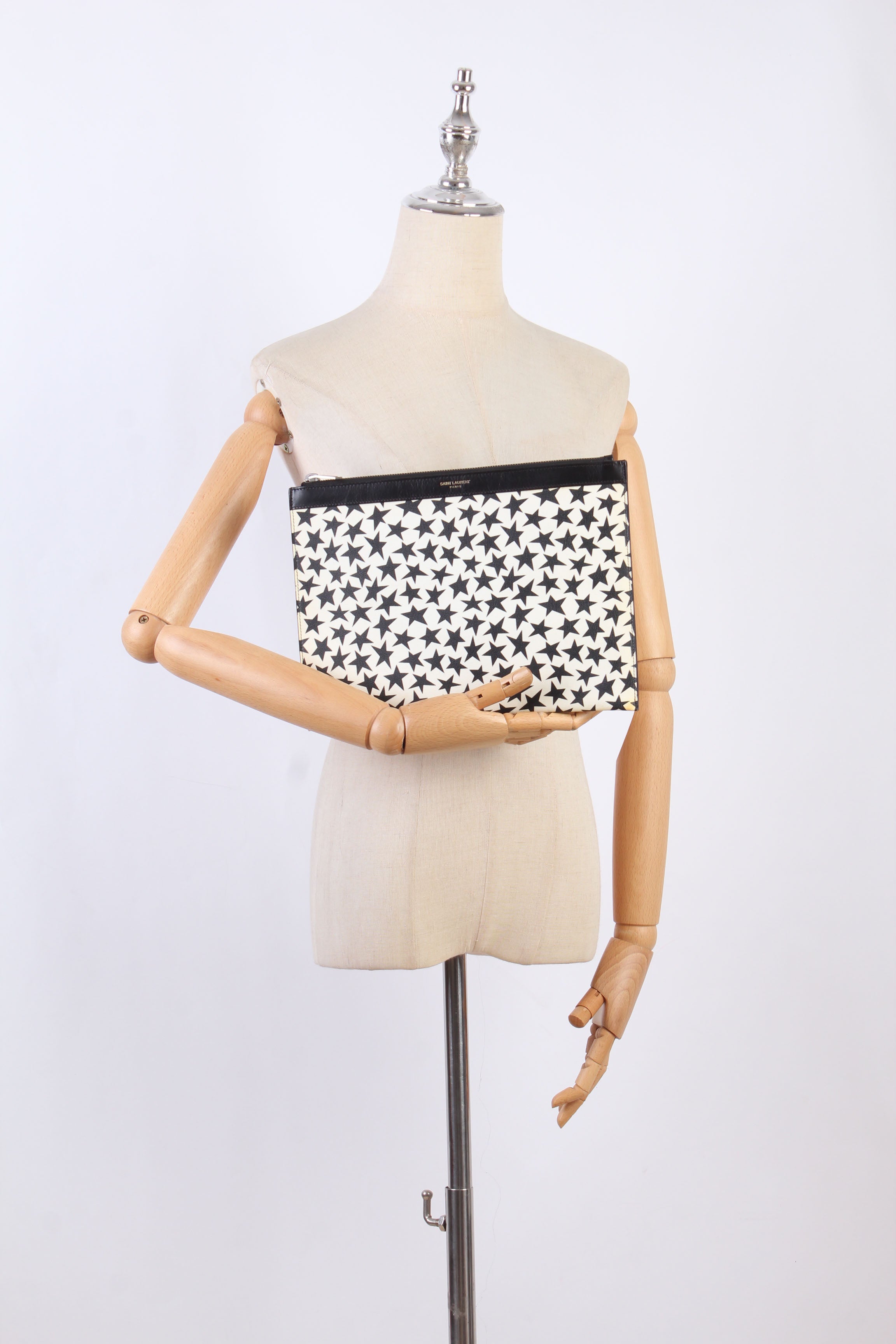 Star Print Leather Clutch