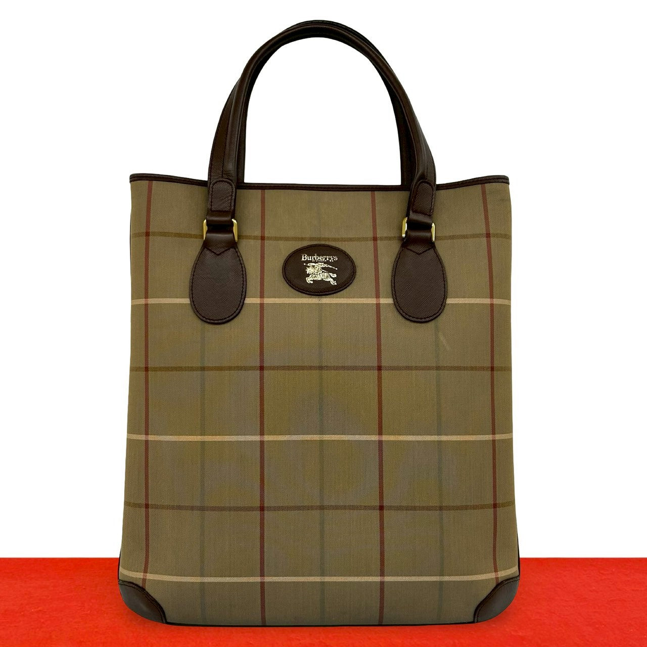 Burberry Leather Canvas Tote Bag