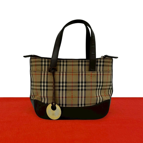 Burberry Leather Canvas Handbag