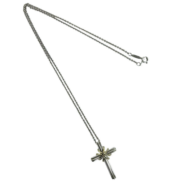 Tiffany & Co. Signature Cross Silver Au750 Necklace