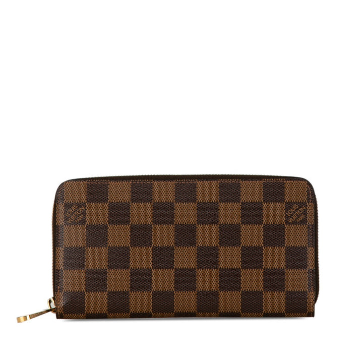 Louis Vuitton Damier Zippy Wallet N60015 Brown PVC in Great Condition