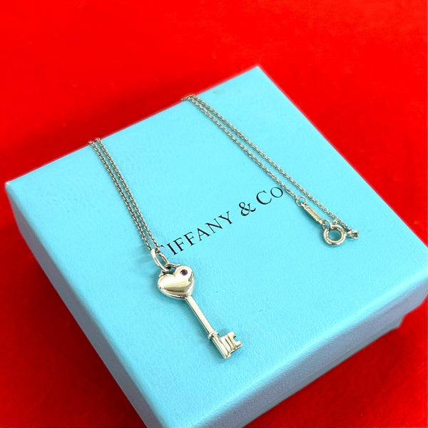 Tiffany & Co. Heart Key Silver Necklace
