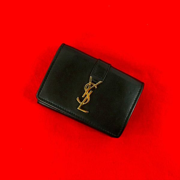 Saint Laurent Paris Origami Leather Tri Fold Wallet