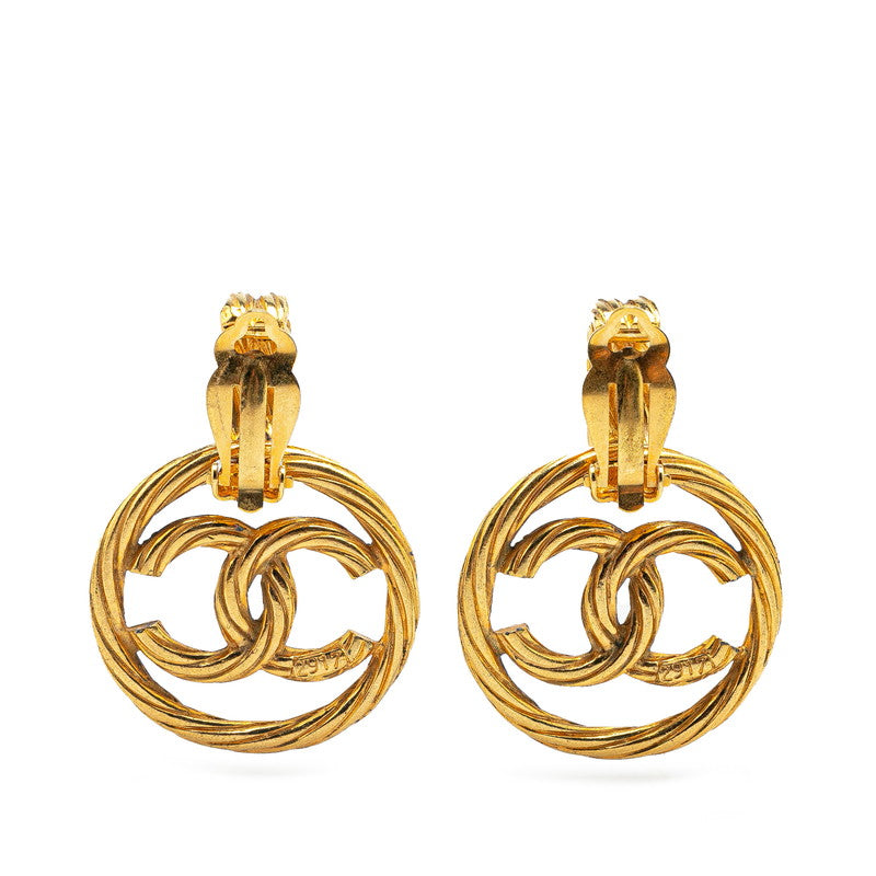 Chanel Vintage Coco Mark Motif Earrings Gold