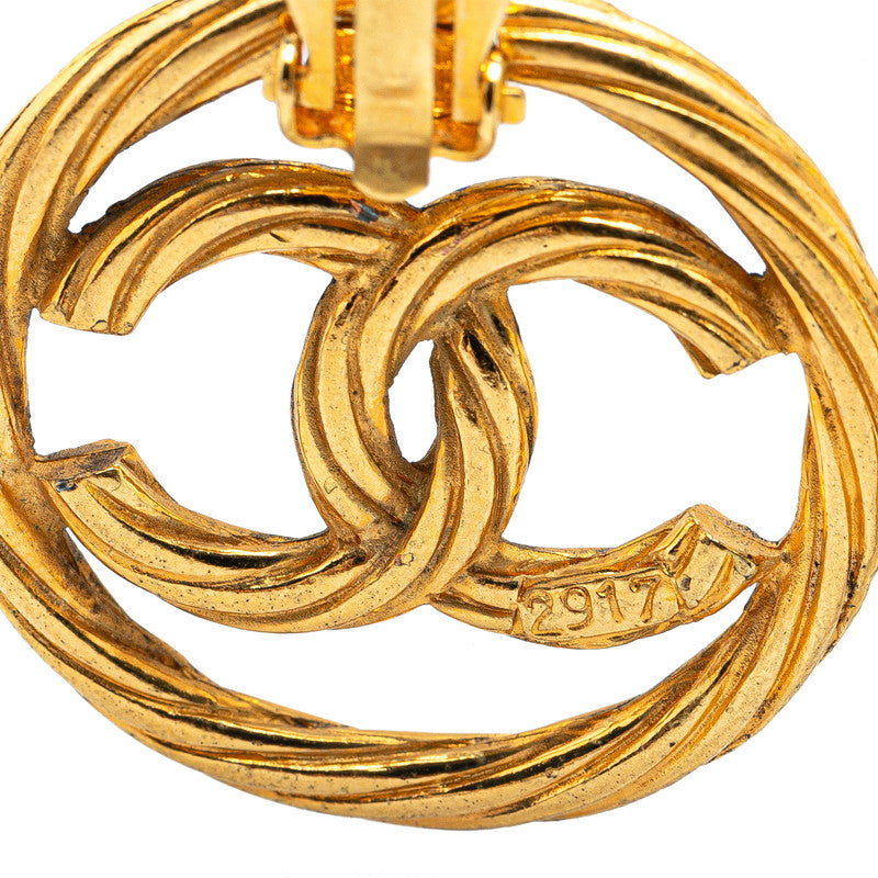 Chanel Vintage Coco Mark Motif Earrings Gold