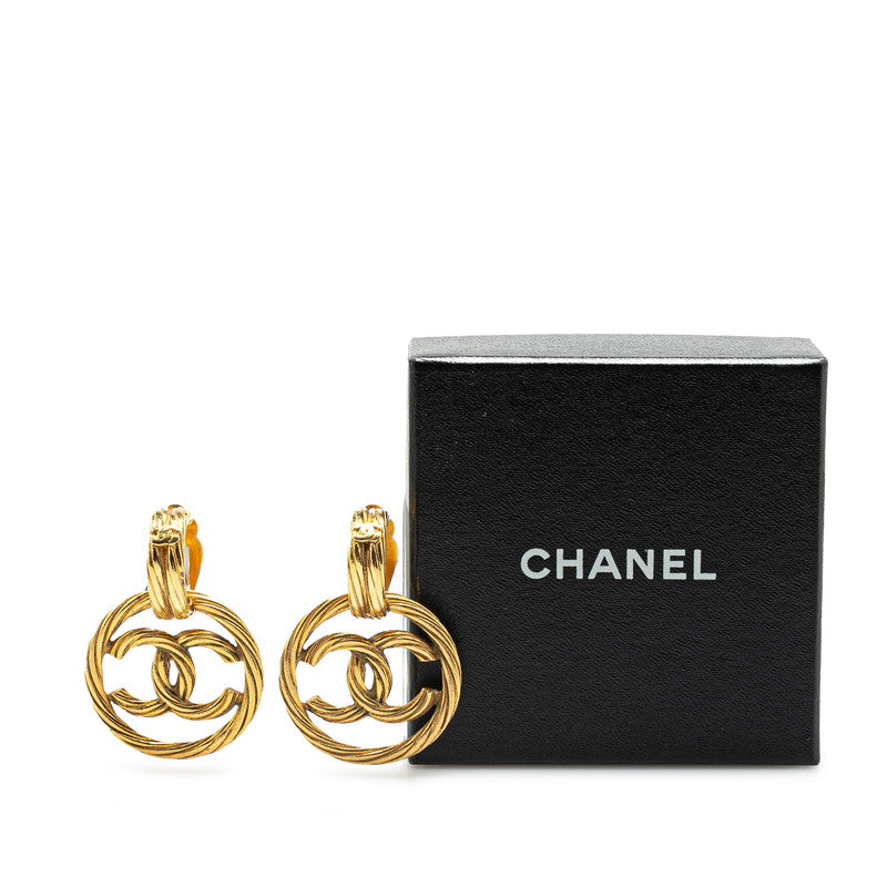 Chanel Vintage Coco Mark Motif Earrings Gold