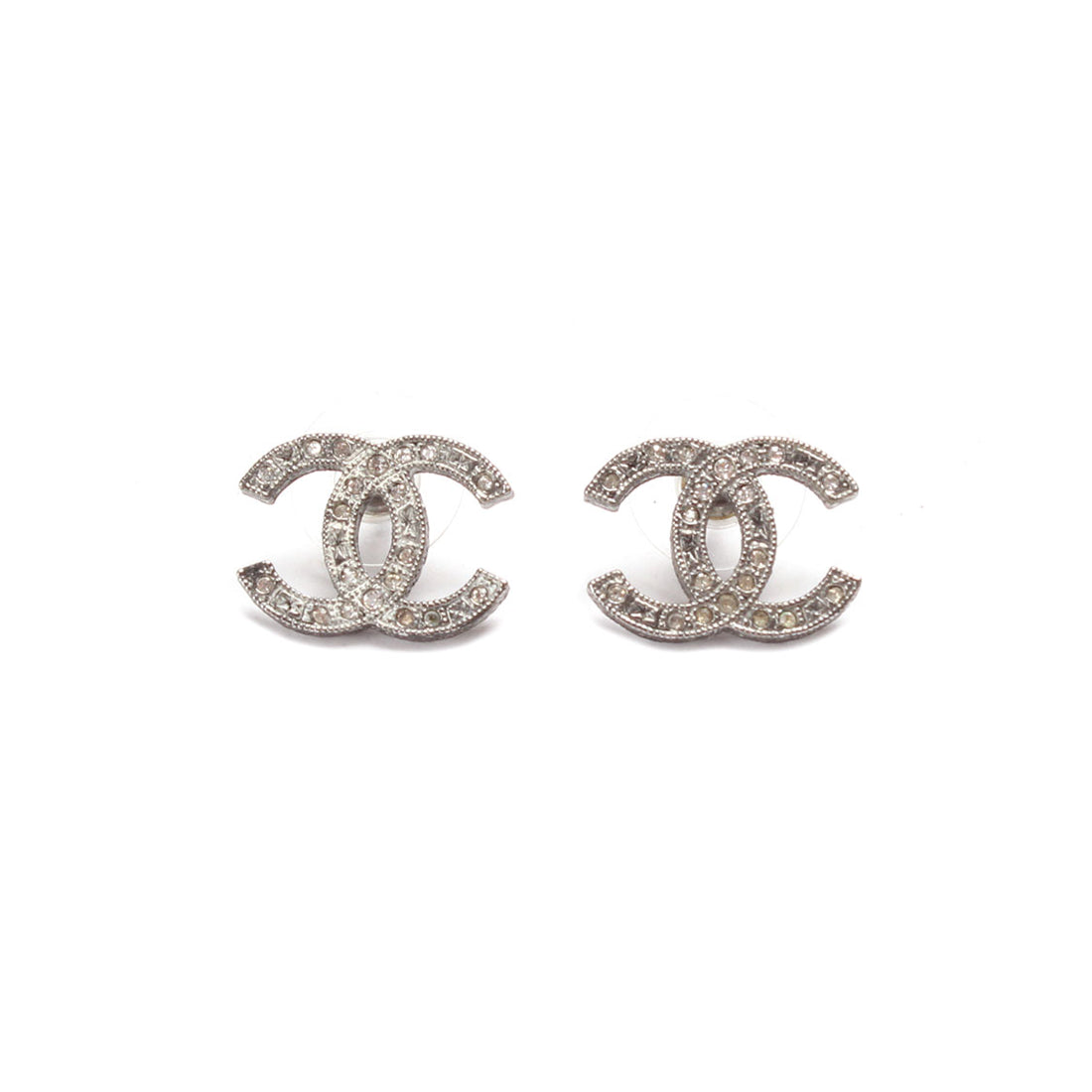 Chanel CC Rhinestones Earrings Metal Earrings in Very Good Condition