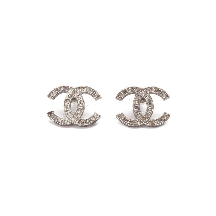 Chanel CC Rhinestones Earrings Metal Earrings in Very Good Condition