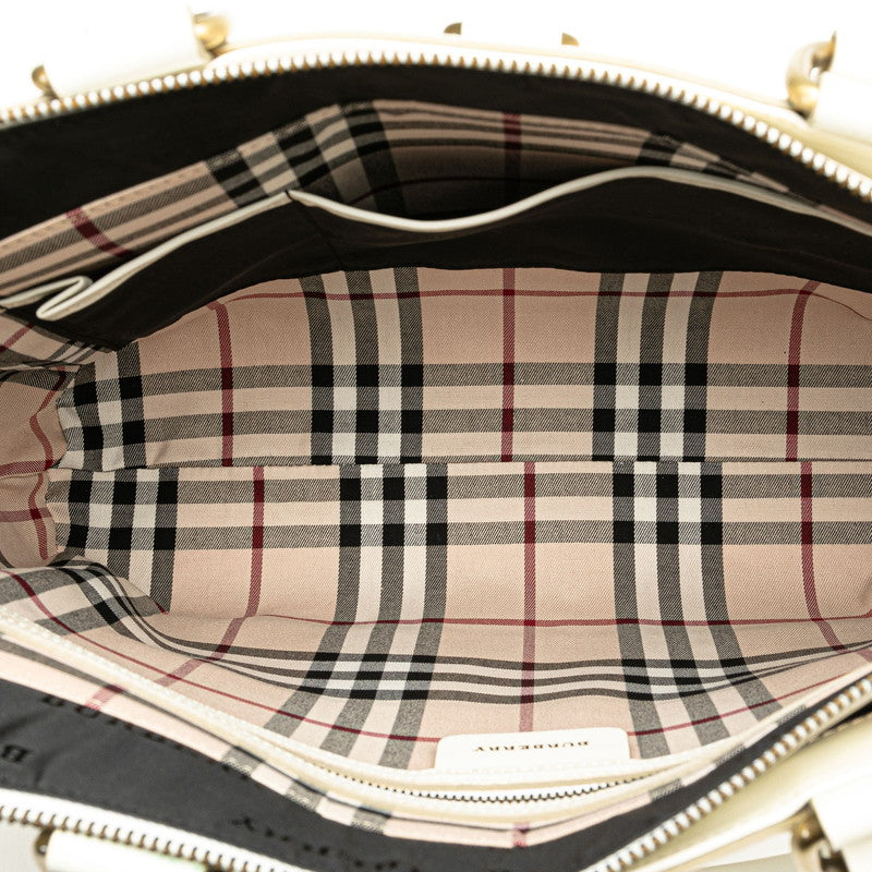 Burberry Nova Check Leather Tote Bag