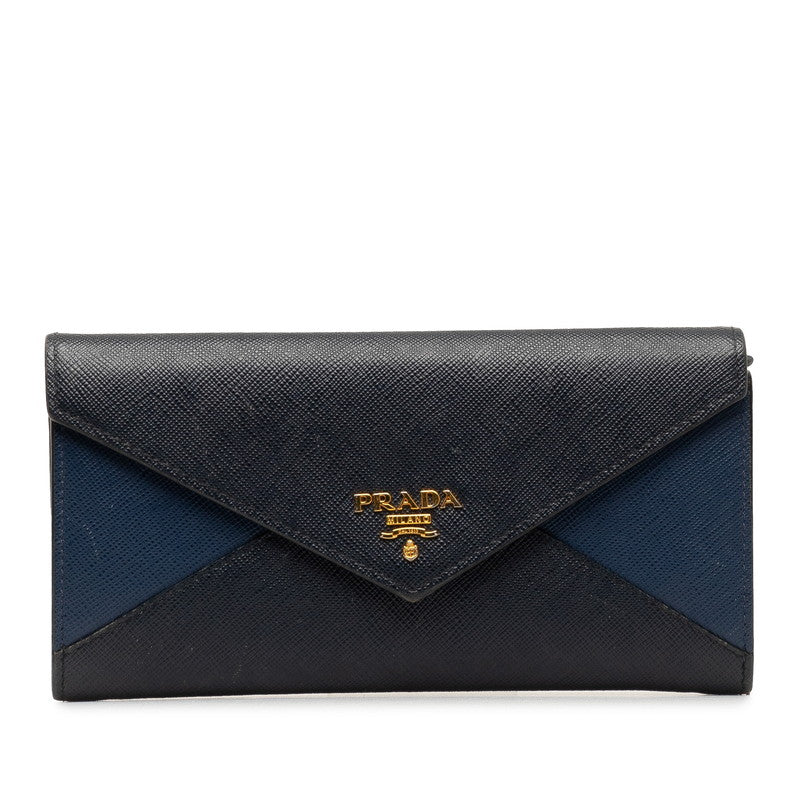 Prada Saffiano Leather Long Wallet 1MH037 in Very Good Condition