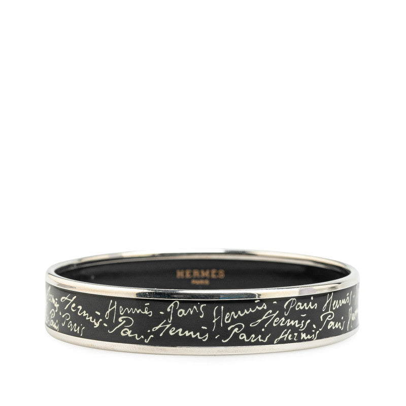 Hermes Enamel MM Bangle Silver Black