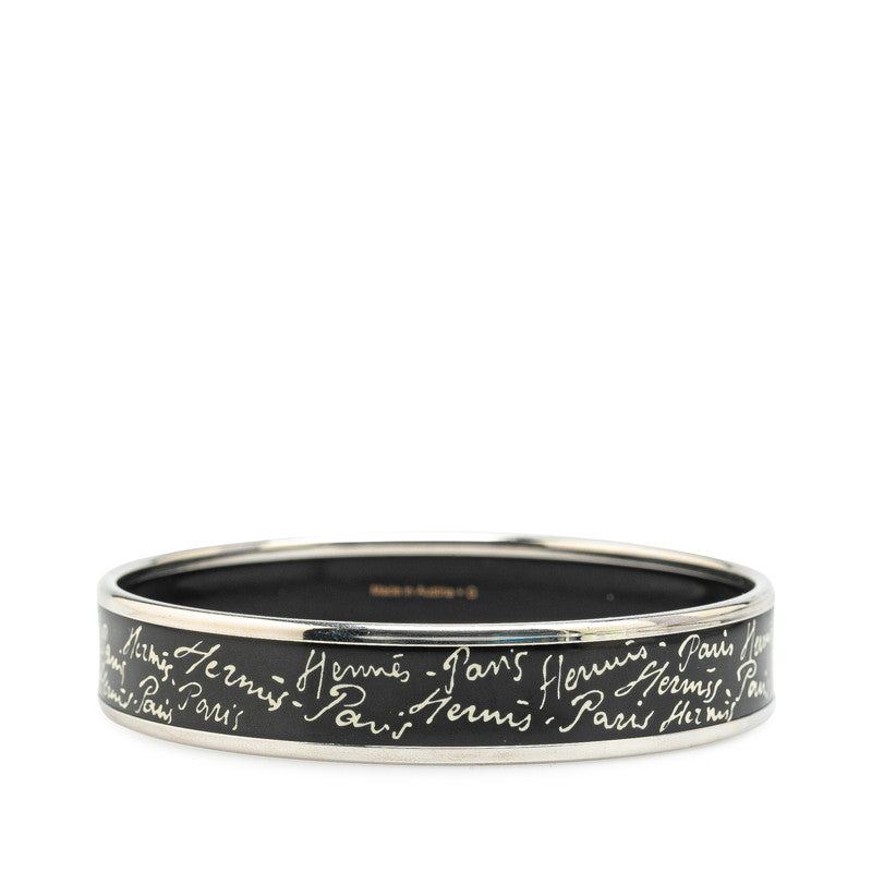 Hermes Enamel MM Bangle Silver Black