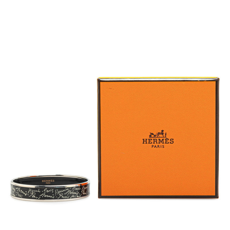 Hermes Enamel MM Bangle Silver Black