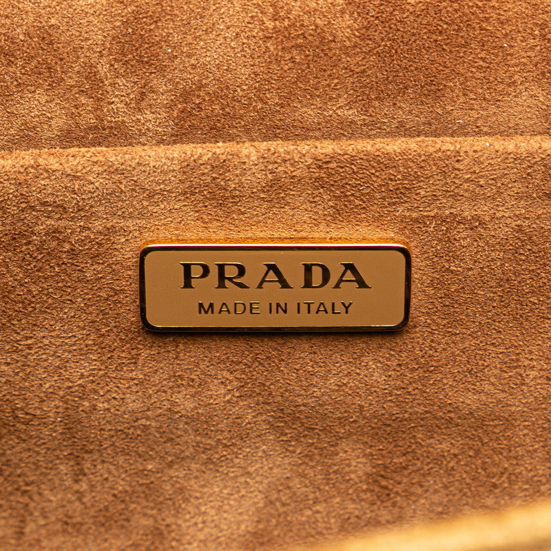 Prada Velour Cahier Buckle Motif Shoulder Bag