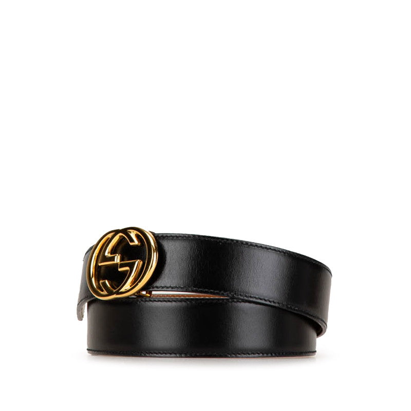 Gucci Interlocking G Leather Belt Black