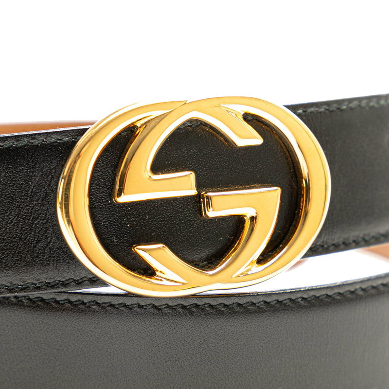 Gucci Interlocking G Leather Belt Black