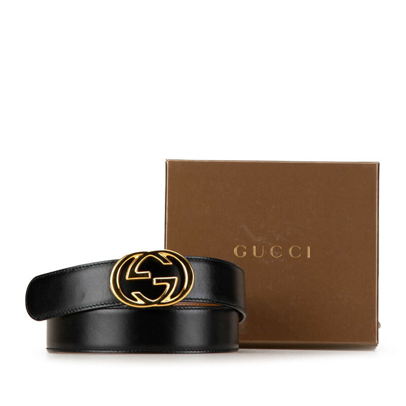 Gucci Interlocking G Leather Belt Black