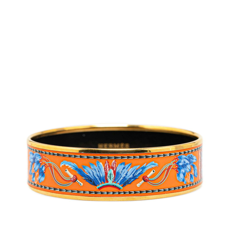 Hermes Enamel Bangle GM Feather Orange Gold