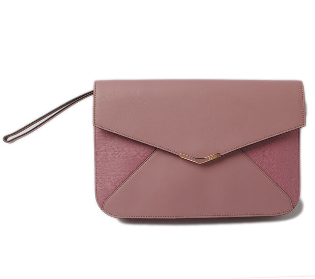 Fendi Leather Clutch Bag Light Purple with Strap in Pristine Condition