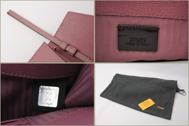 Fendi Leather Clutch Bag Light Purple with Strap in Pristine Condition