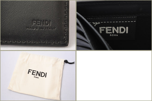 Fendi Leather Folding Wallet 7M0169 Navy/Black in Pristine Condition