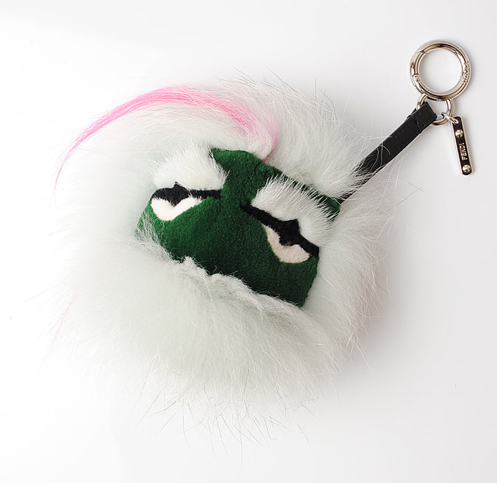 Fendi Bag Bugs Charm Keychain 7AR467 Green/White