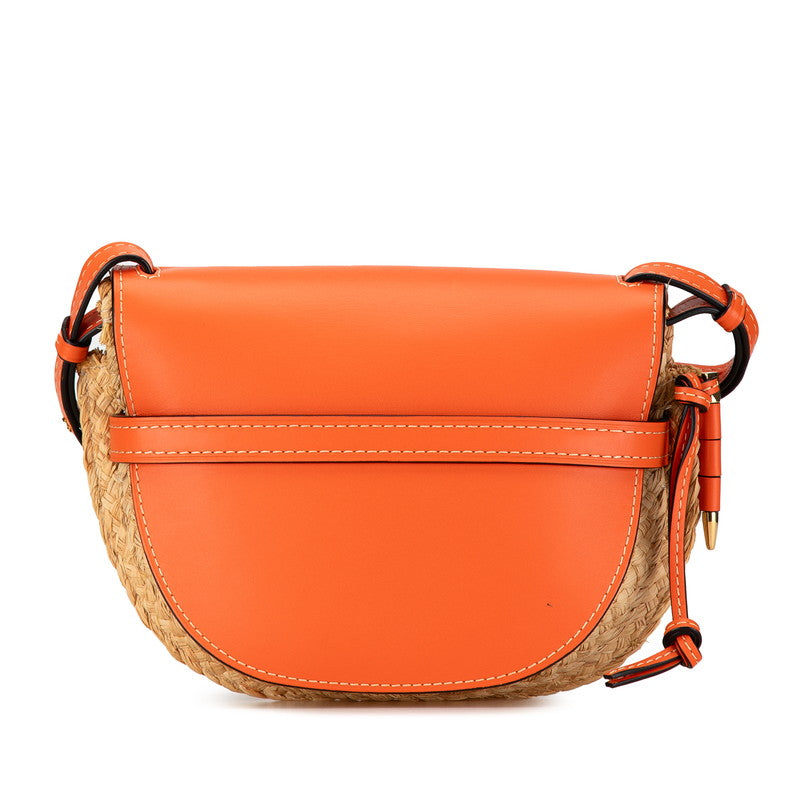 Loewe Anagram Gate Raffia Leather Shoulder Bag