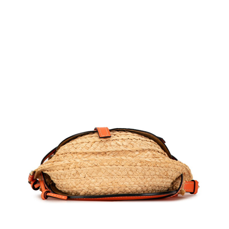 Loewe Anagram Gate Raffia Leather Shoulder Bag