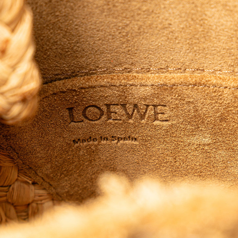 Loewe Anagram Gate Raffia Leather Shoulder Bag