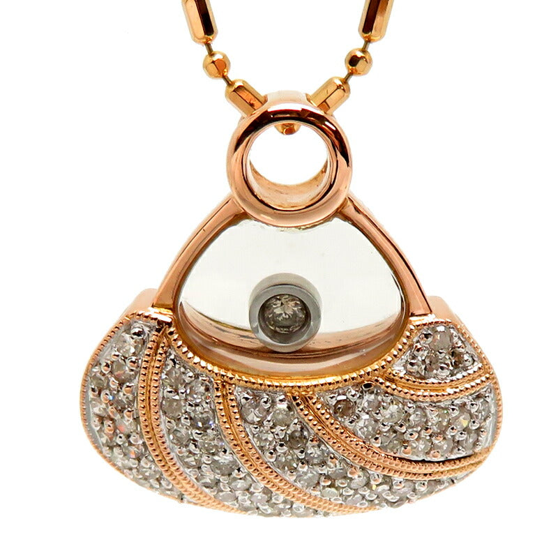 LuxUness  Unbranded 0.37ct Diamond Bag Motif Necklace in K18 Pink Gold/K18 White Gold for Women Metal Necklace in Great Condition