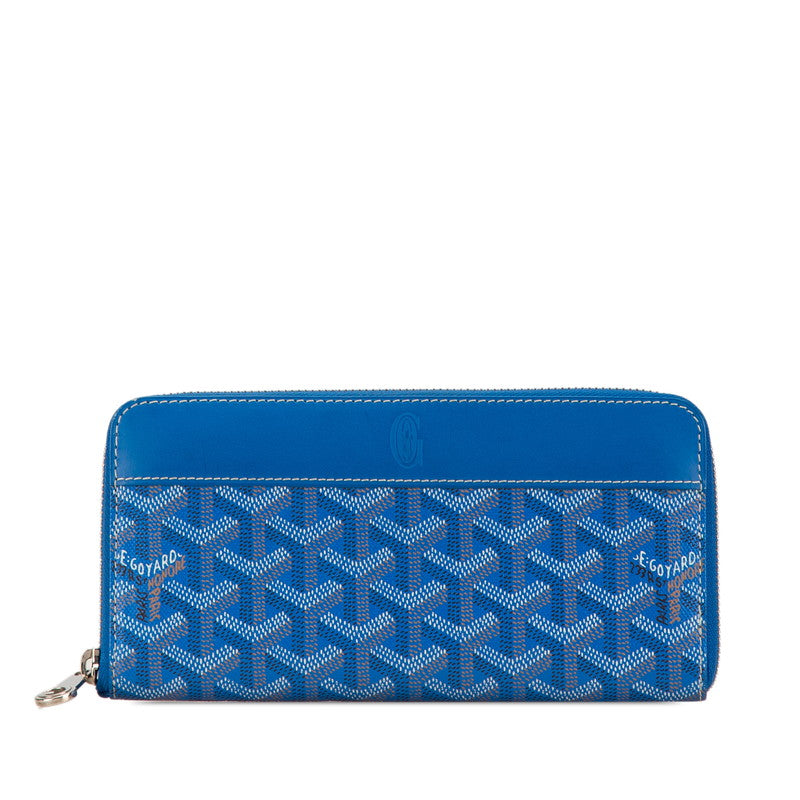 Goyard Matignon GM Blue PVC Leather Wallet in Great Condition