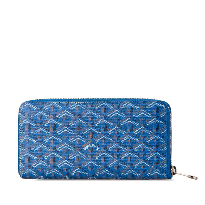 Goyard Matignon GM Blue PVC Leather Wallet in Great Condition