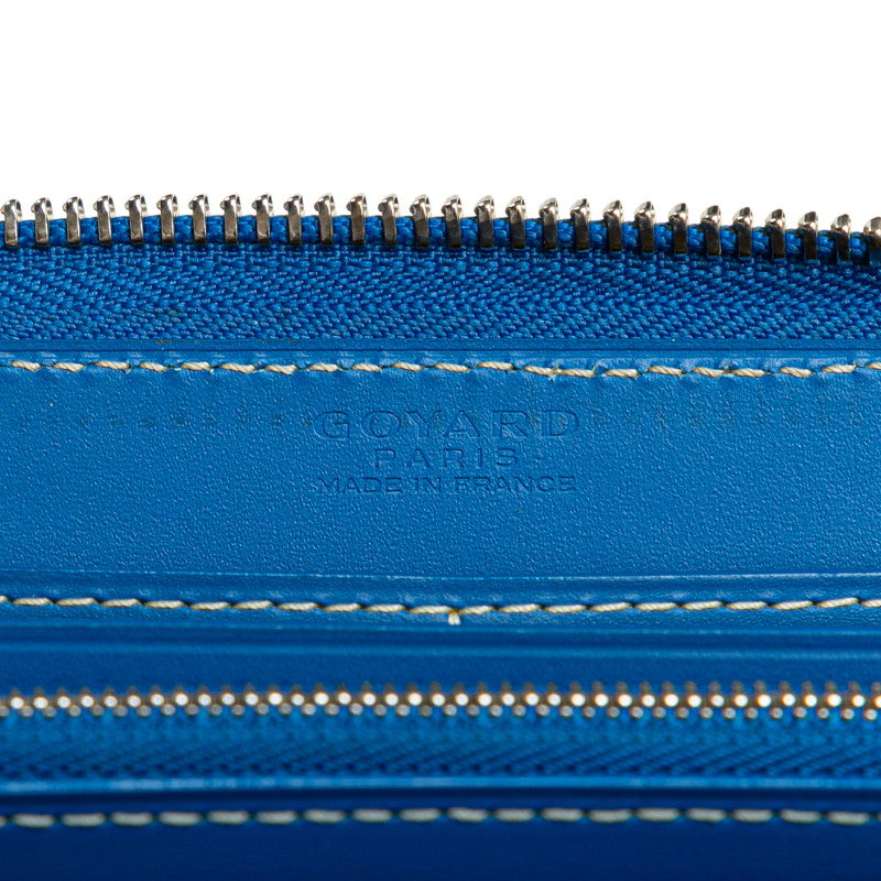 Goyard Matignon GM Blue PVC Leather Wallet in Great Condition