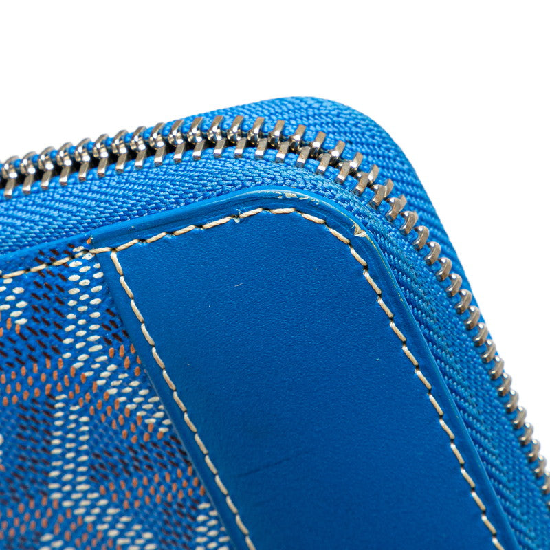 Goyard Matignon GM Blue PVC Leather Wallet in Great Condition