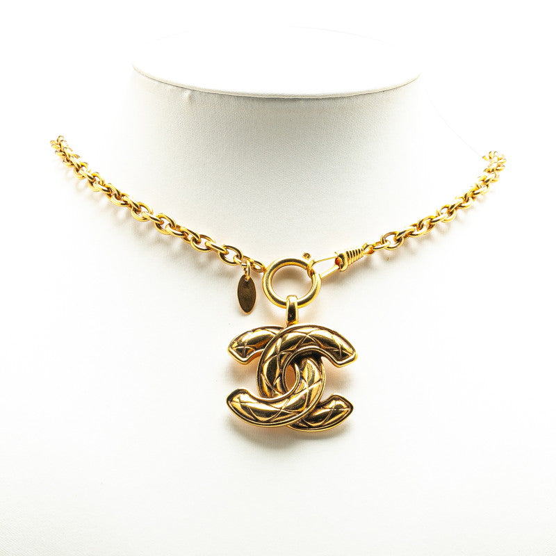 Chanel Matelasse Coco Mark Necklace Gold