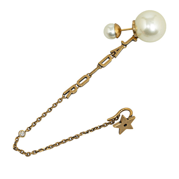 Dior J'ADIOR Fake Pearl Single Earring Ear Cuff Gold White