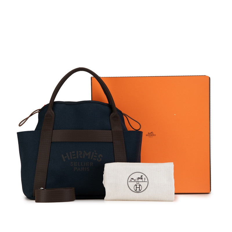 Hermes Canvas Leather 2WAY Tote Bag