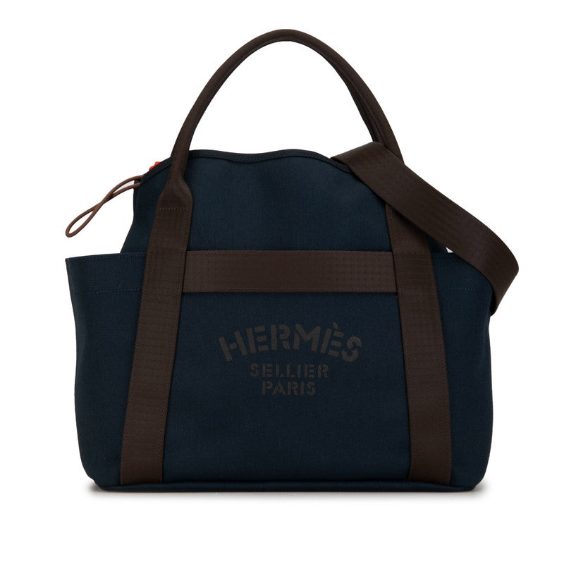 Hermes Canvas Leather 2WAY Tote Bag in Great Condition