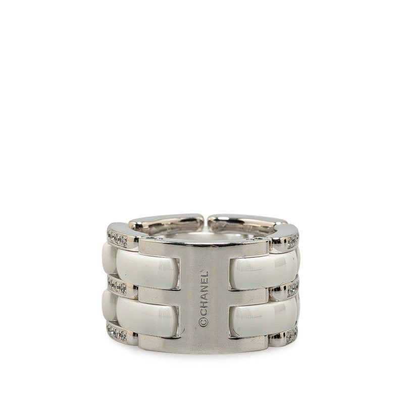 Chanel White Gold Ceramic Ring #49