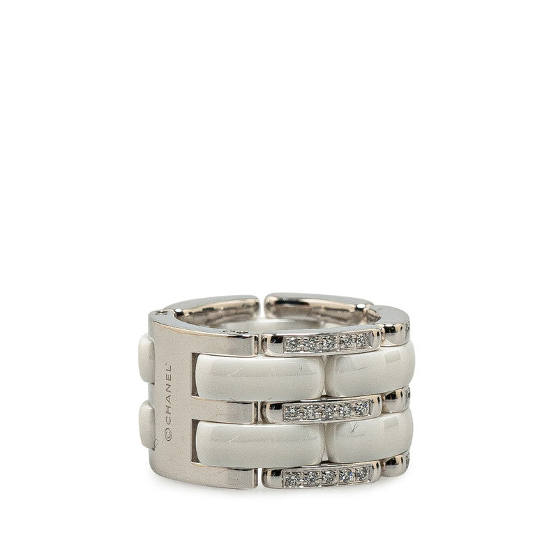 Chanel White Gold Ceramic Ring #49