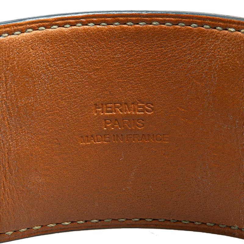 Hermes Collier de Chien Brown Silver Bangle