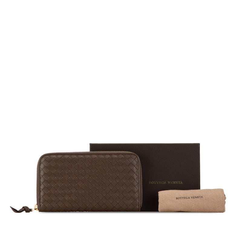 Bottega Veneta Intrecciato Leather Zip-Around Wallet Brown