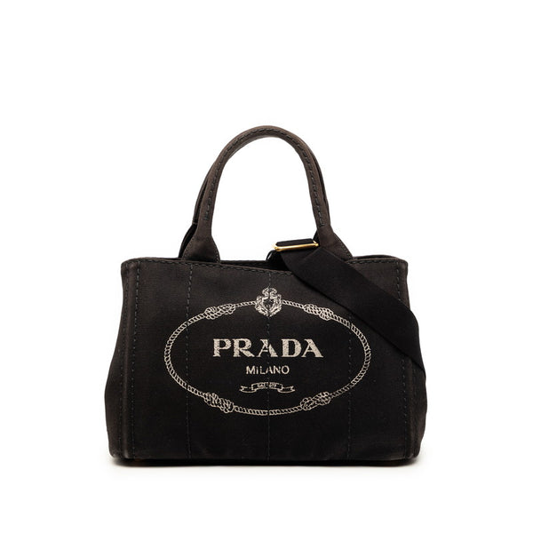 Prada Canapa Triangle Logo Canvas 2way Bag
